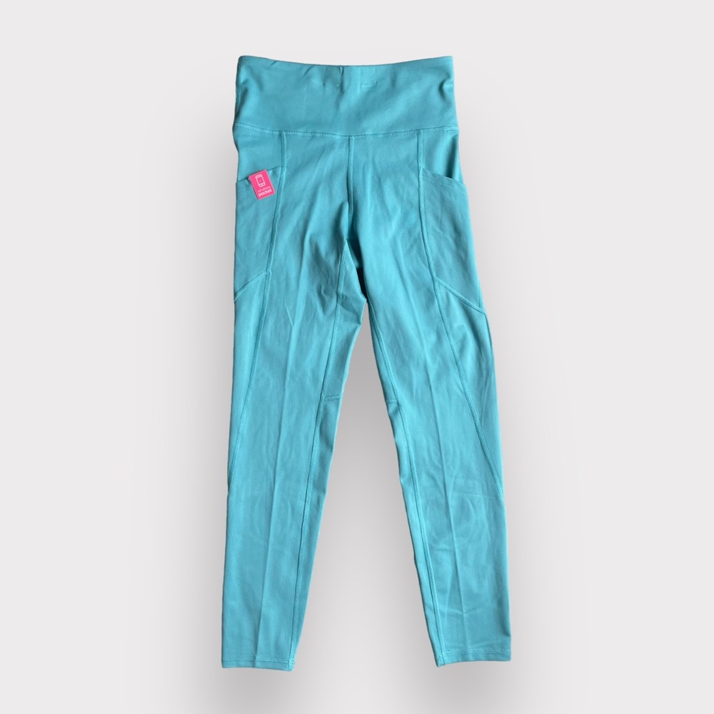 Marika Teal Long Workout Leggings with Pockets Activewear Atheleisure NWT
